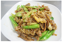 Thai fried noodles in a soy sauce with the pork